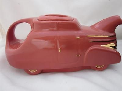 HALL CHINA LMT EDITION AUTOMOBILE CAR TEAPOT CAMELLIA W/GOLD TRIM MINT