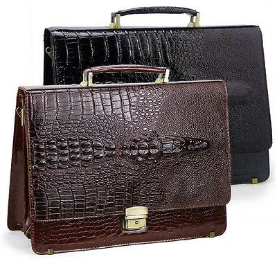 leather hand bag crocodilian alligator head briefcase briefcase 73