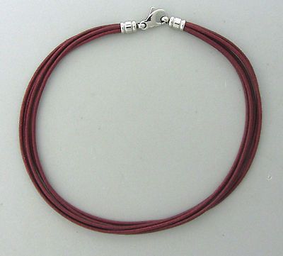 BVLGARI BULGARI STAINLESS STEEL LEATHER MULTI STRAND NECKLACE