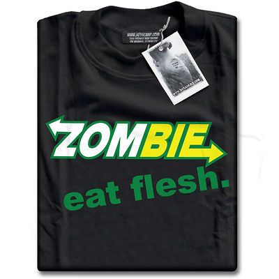 Zombie Eat Flesh Funny Subway Parody Mens Black Premium Cotton T Shirt