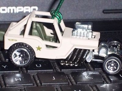 LQQK**~ CJ JEEP RACER **GO ARMY**~TAN~custom made christmas ornament