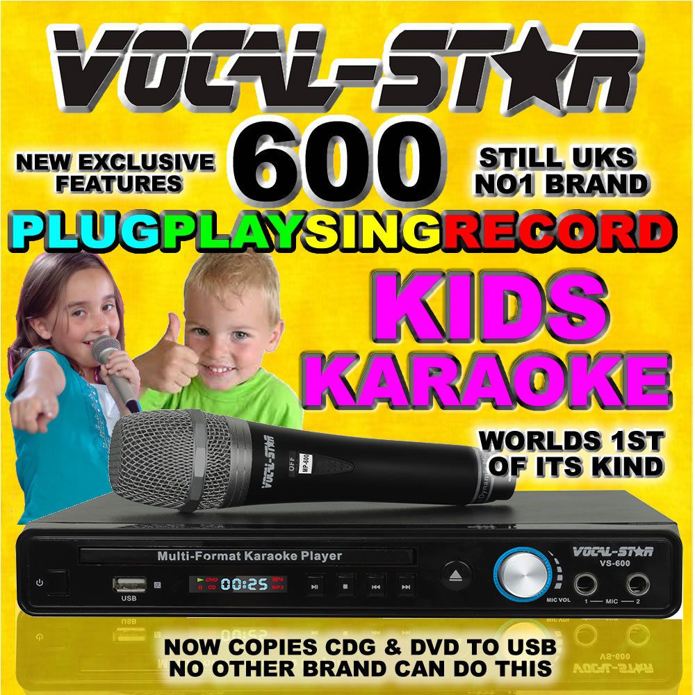 KIDS VOCAL STAR 600 CDG DVD USB KARAOKE MACHINE PLAYER MICROPHONE