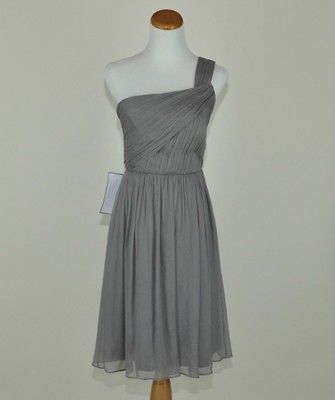 CREW SILK CHIFFON LUCIENNE DRESS 4P GRAPHITE GRAY