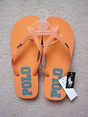 Polo Ralph Lauren Mens Flip Flops Orange Green Blue NWT