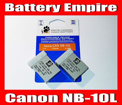 Two i Lion NB 10L NB10L Battery for Canon G15 SX50HS SX50 HS SX40HS