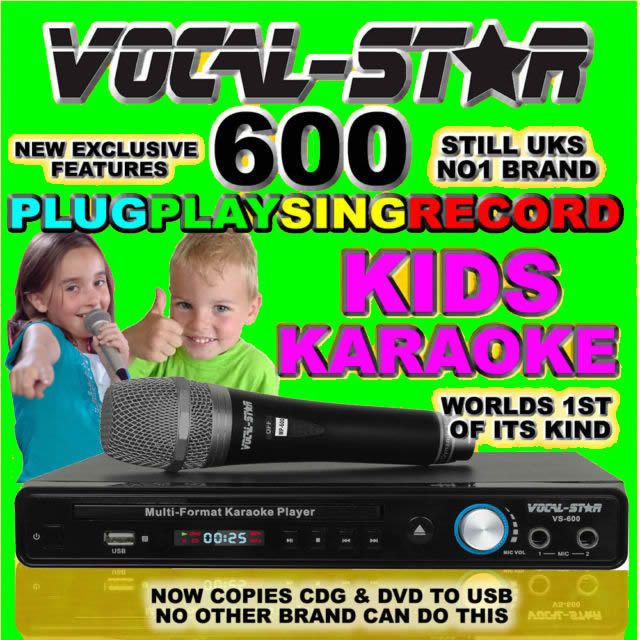 KIDS VOCAL STAR 600 CDG DVD USB KARAOKE MACHINE PLAYER MICROPHONE