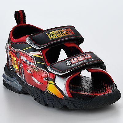 CARS 2 LIGHTNING McQUEEN Disney Light Up Sandals Shoes NWT Sz 7 8 9 10