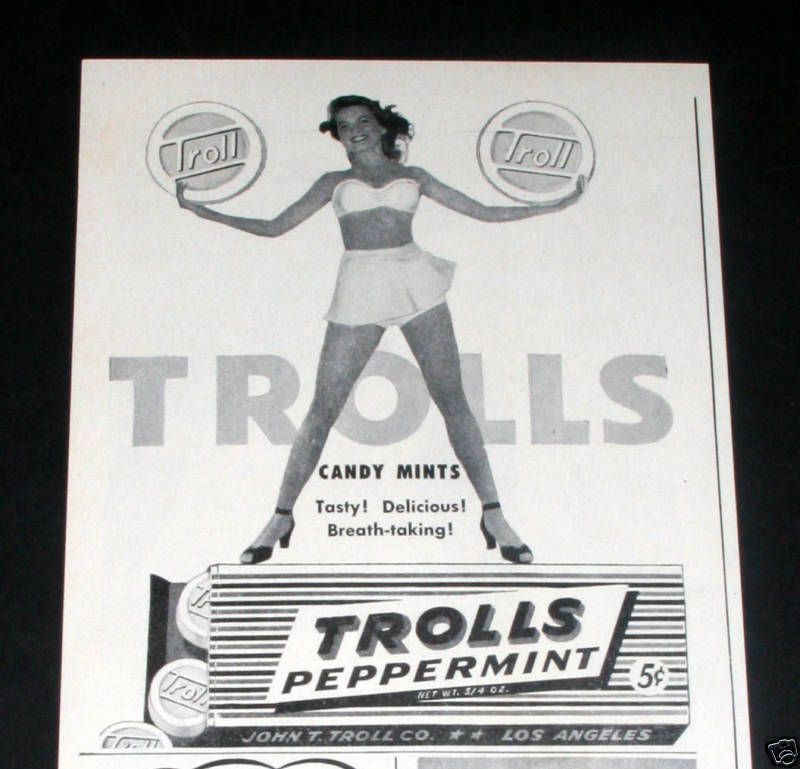 1946 OLD MAGAZINE PRINT AD, TROLLS, PEPPERMINT CANDY MINTS