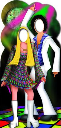 DISCO COUPLE STAND  IN LIFESIZE CARDBOARD CUTOUT