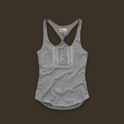 Hollister Women Grey Gray Lace Cami Tank Lobster Point Medium NWT