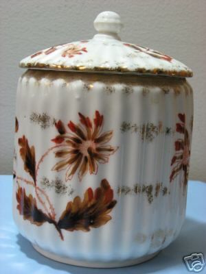 MARX GUTHERZ CARLSBAD AUSTRIA BISCUIT JAR HARVEST MOTIF