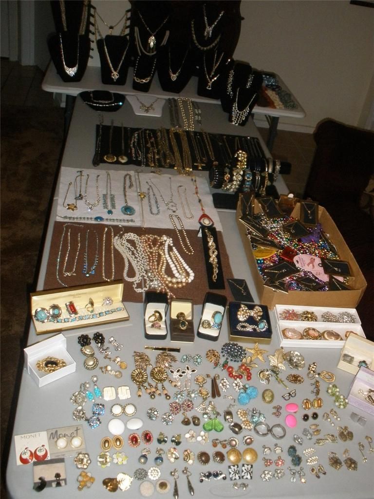 Vtg ESTATE JEWELRY HUGE LOT 100s Pcs RHINESTONES WEISS HASKELL