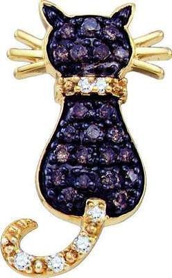 NEW 0.33CTW 10K YELLOW GOLD DIAMOND LADIES CAT PENDANT FOR SALE NOW