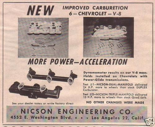 RARE 1956 Nicson Manifold Ad 