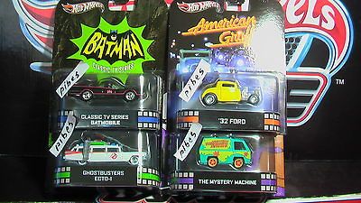 2013 RETRO BATMOBILE GHOSTBUSTERS MYSTERY MACHINE 32 FORD 4 CARS NEW