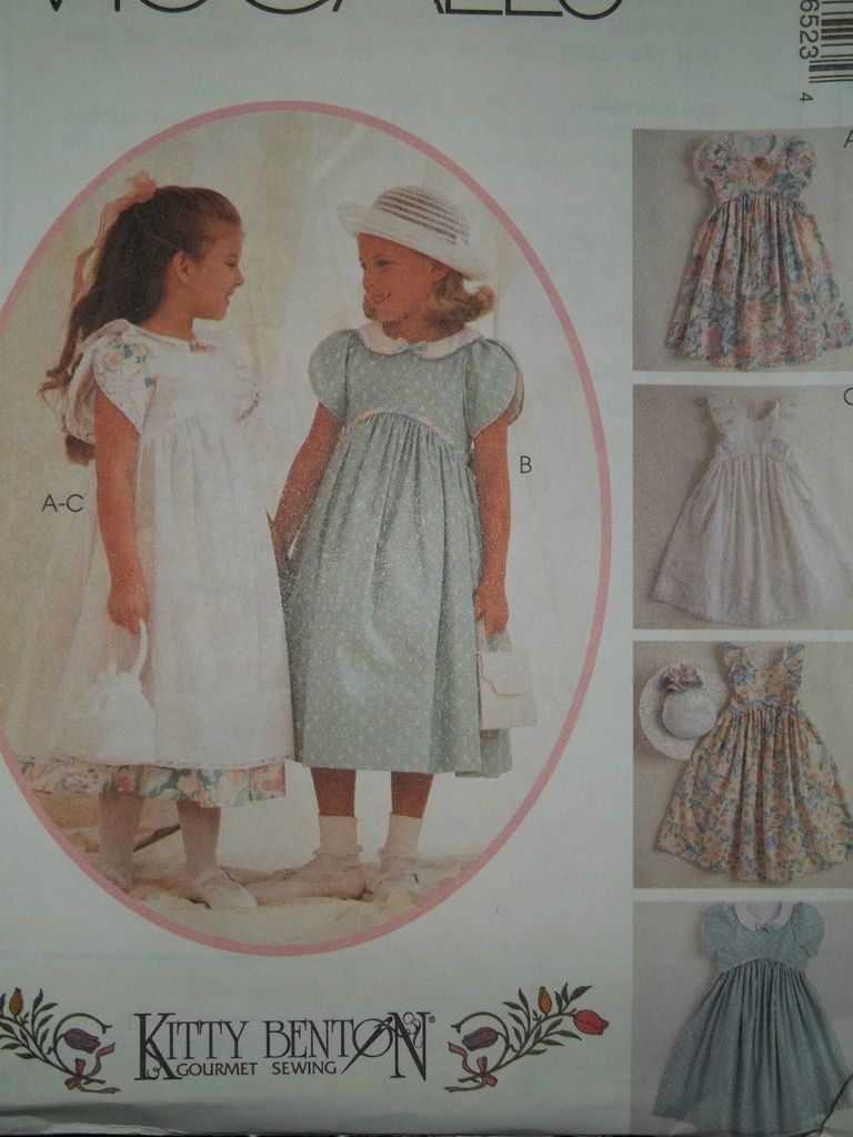 McCALLS # 8652   GIRLS TULIP SLEEVE DRESS / BUTTON PINAFORE & BAG