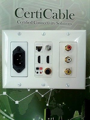 C14 POWER OUTLET+CAT5E+C OAX+2x HDMI+S VIDEO+2 POLE SPEAKER PLUG+3 RCA