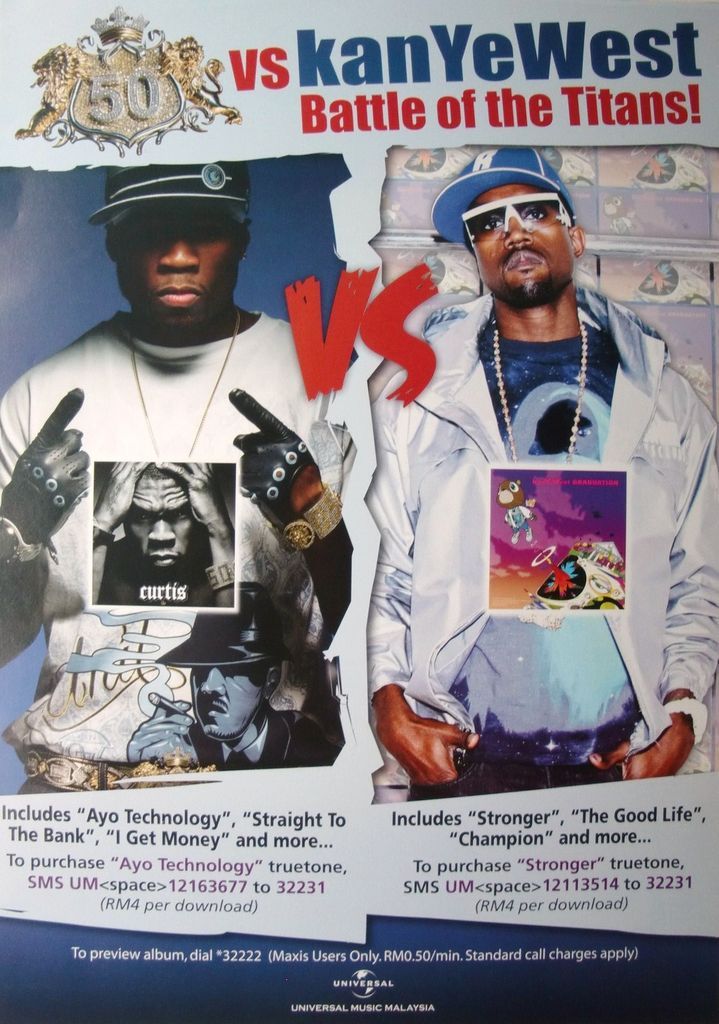 50 CENT / KANYE WEST BATTLE OF THE TITANS MALAYSIAN PROMO POSTER