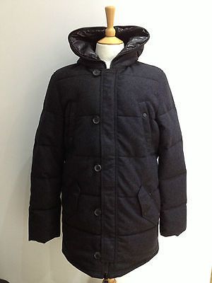 Enopione Mens Hooded Goose Down Coat Wool Cerruti Fabric FW2012 Grey