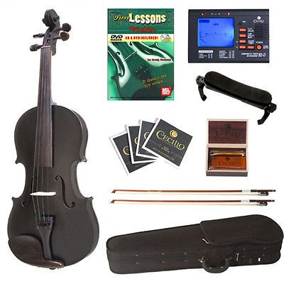 Cecilio 4/4 Ebony Fitted Solidwood Black Violin + Tuner