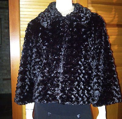 VON MAUR Cejon BRAND Black FURRY Fluffy Chenille Cropped JACKET Bolero