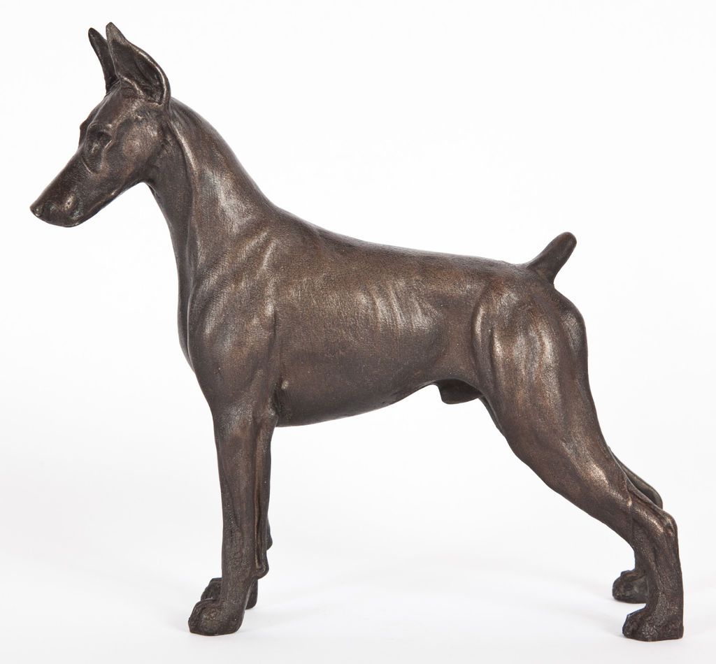 DOBERMAN PINSCHER (CROPPED EARS) COLD CAST BRONZE FIGURINE 6 LONG