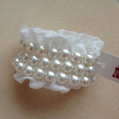 Charming Charlie Tea Party Pearl Stretch Cuff Bracelet NWT