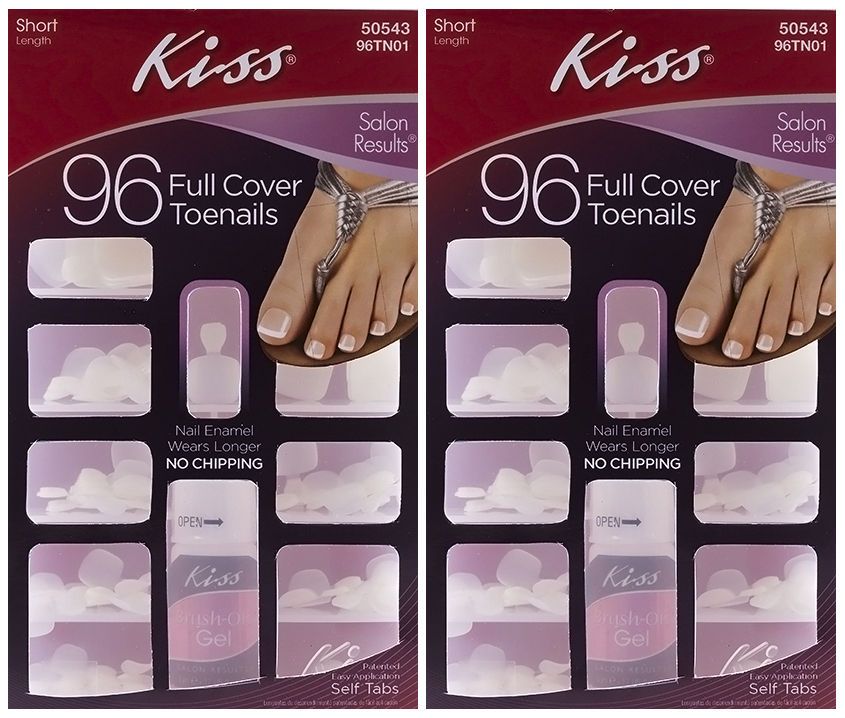 PACK** Kiss 96ct TOENAILS Full Coverage Toenails   Short w/Tabs