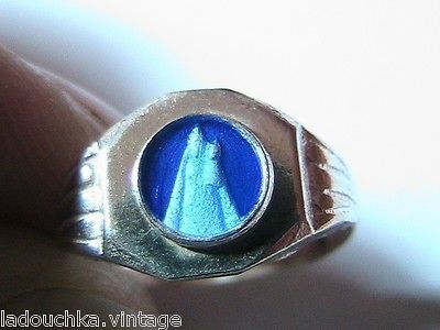 FRENCH 1940s CHILDREN RELIGIOUS ST PATRICK RING   STERLING SILVER