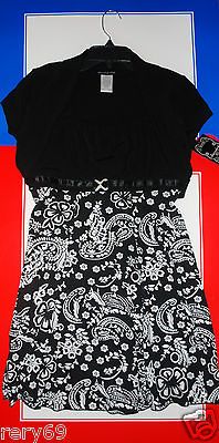 Disorderly kids dress girls black back tie shrug plus size 14.5 silver