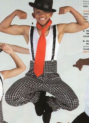 NEW DANCE COSTUME MENS SIZES Sequin SUSPENDERS PANTS HOUNDSTOOTH BLACK