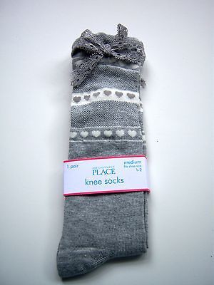 The Childrens Place Fair Isle Knee Socks ~Heather Grey / 3 6