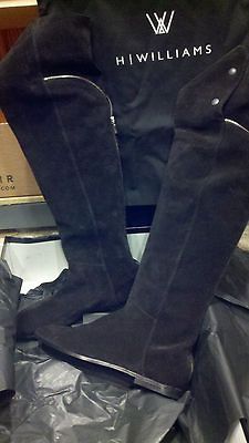 Heather H Williams Vero Cuoio Madison OTK Black Suede Boots size 9 NIB