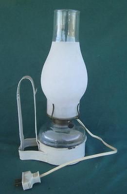 HANGING OIL KEROSINE LAMP W/ BRACKET FROSTED GLASS CHIMNEY ELECTIC