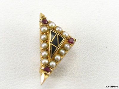 ACACIA   14k Gold Pearl Garnet fraternity Vintage PIN