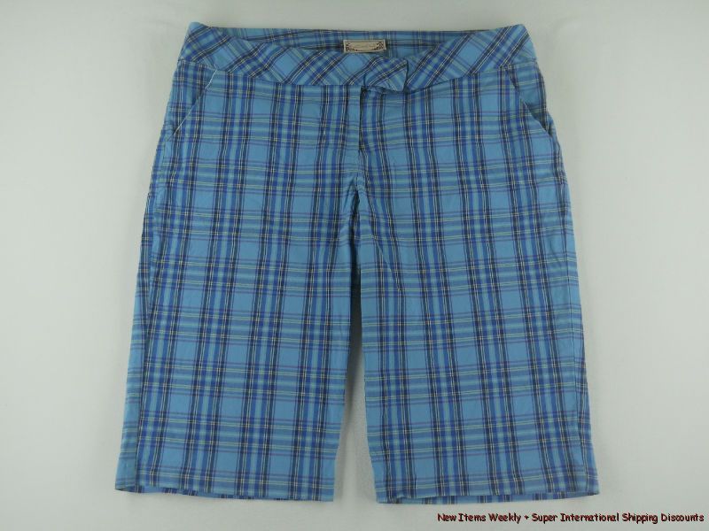 Luna Chix Blue Plaid Bermuda Shorts Womens Sz 7 9 KFIM