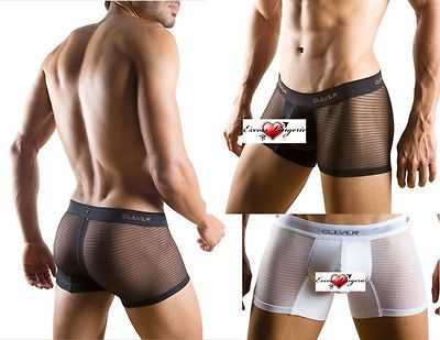 Mens sexy Clever sexy sheer see thru mesh bar boxer brief underwear