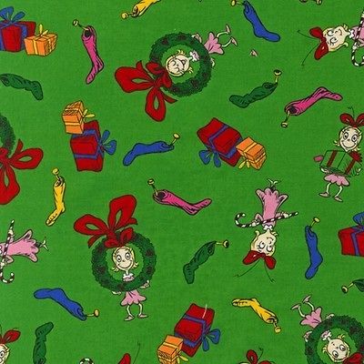 Kaufman Grinchs Cindy Lou Green fabric quilt YARD Cindy Lou Who