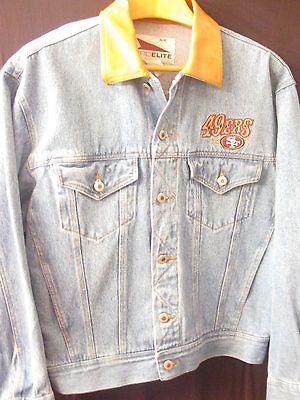 SAN FRANCISCO 49ER MENS DENIM JEAN JACKET VINTAGE L SUPER BOWL PRO