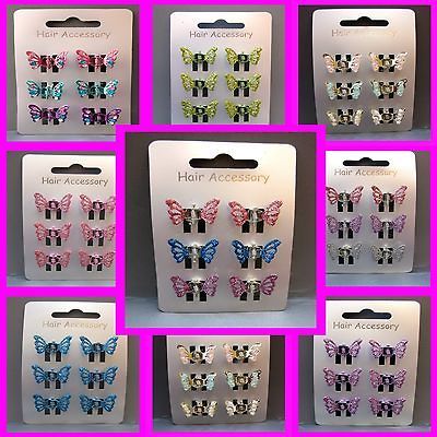 coloured Metal Mini Butterfly Clamps Clips Girls Hair Accessories