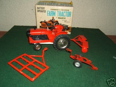 VINTAGE MARX No.? FARM TRACTOR + IMPLEMENTS SET VN MIB