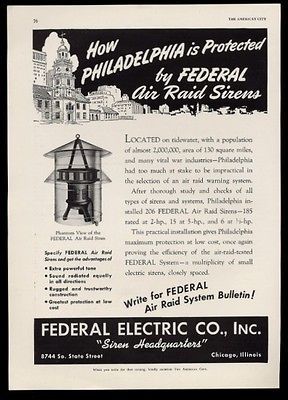 1943 Federal Electric air raid civil defense warning siren pic trade