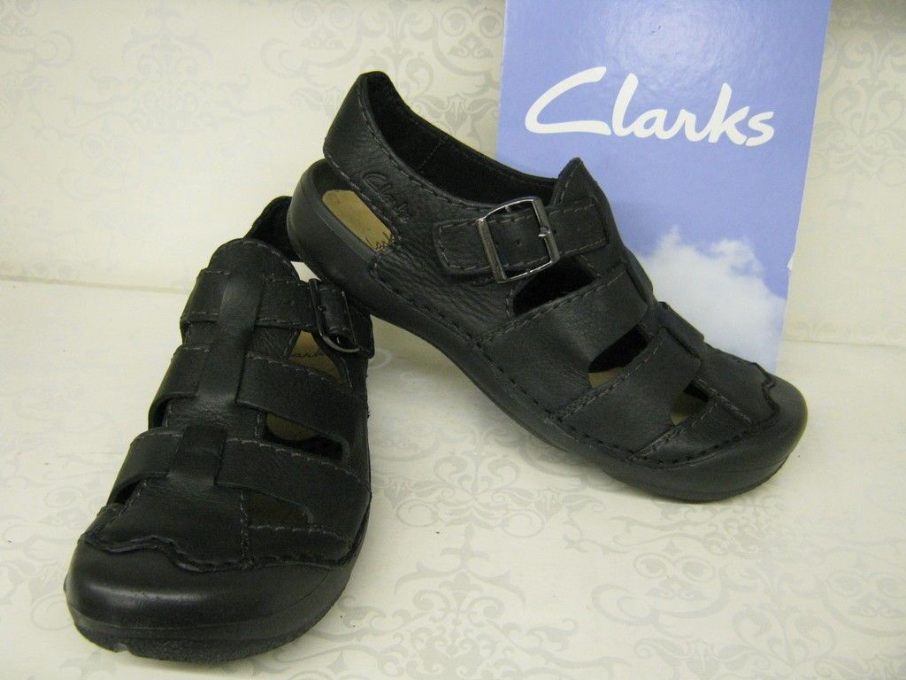 Clarks Wild Edge Black Leather Full Casual Sandals
