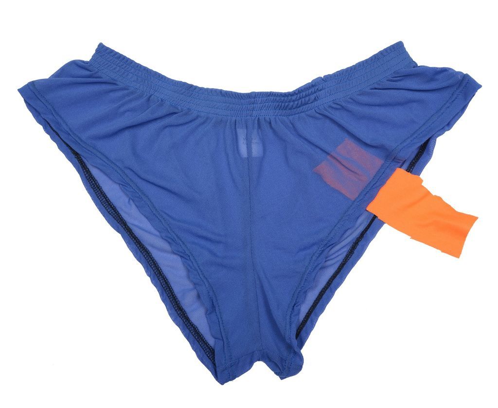 Mens Blue Poly Mesh Booty Shorts, See Through Thru Sheer Sprinter