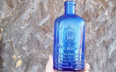 COBALT MILK OF MAGNESIA PAT.1906 GLENBROOK,CT CORK TOP MEDICINE BOTTLE