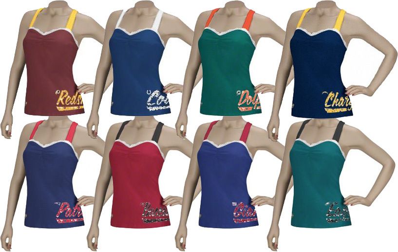 NFL Football Womens Fashion Cross Back Tank Top   Dolphins, Eagles