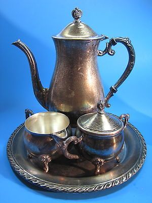 Sheridan Silver EPS Tea Set Pot Sugar Creamer Oneida Tray Bon Bon Dish