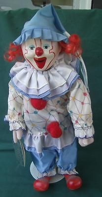 MINT LTD 16 PORCELAIN BLUE WHITE CLOWN HAPPINESS LOVE COLLECTION DOLL