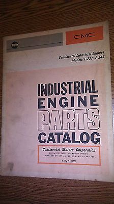 CONTINENTAL INDUSTRIAL ENGINES F 227 F 245 PARTS CATALOG X 30063