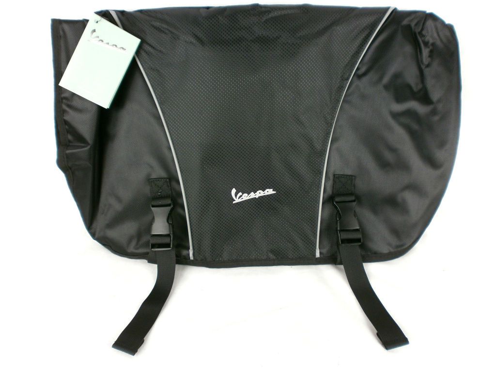 Vespa Black Bike Messenger Bag Laptop Padded Pocket LG NWT #446V SB040